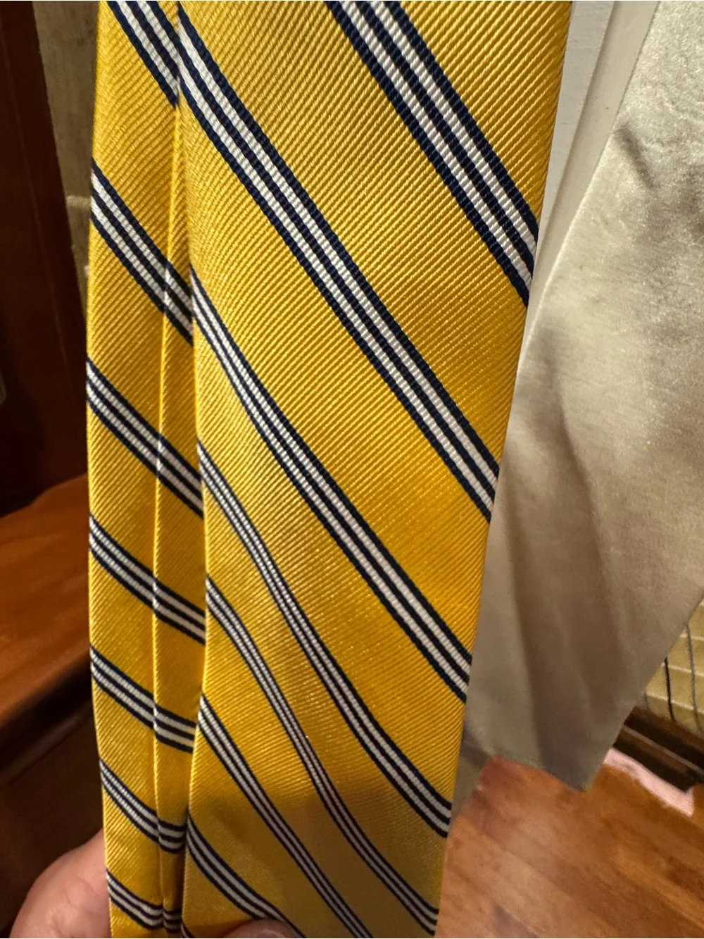 3 Men’s Ties Yellow Striped and Satiny Beige